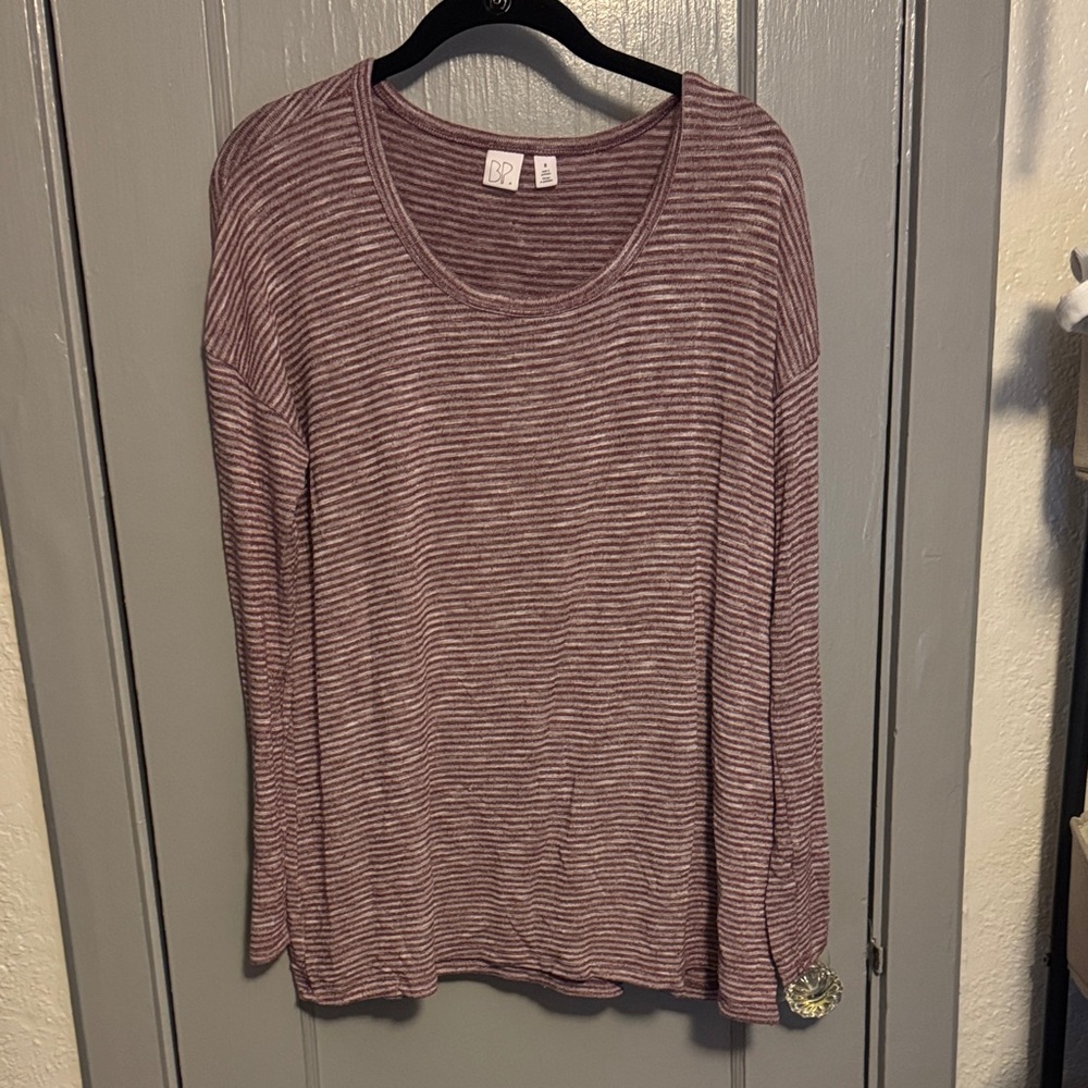 BP Maroon Striped Long Sleeve Tee